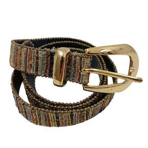 Vintage Aimee Lynn Belt Golden Tapestry Woven Sz‎ Large Artsy Mid Century Modern
